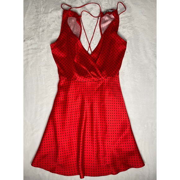 Zara red black polka dot mini dress - Picture 2 of 11